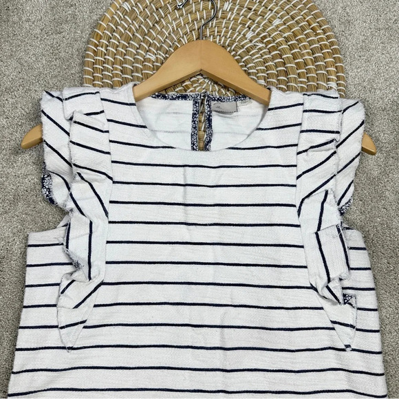 Anthropologie Postmark Flutterwork Top Sleeveless Navy White Striped Size XS - Picture 3 of 11